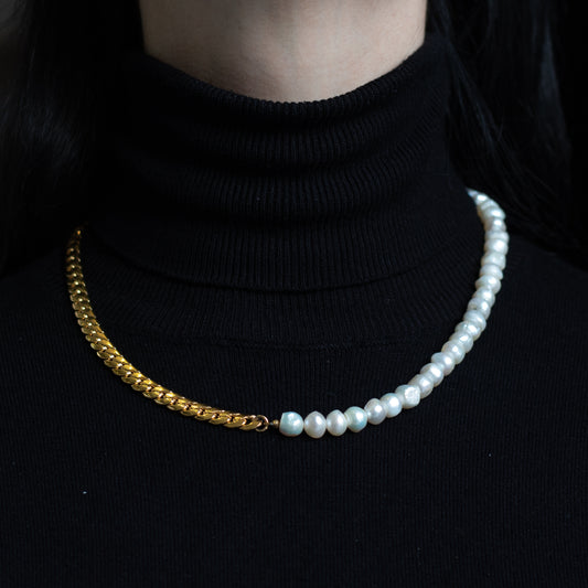 Cadena Barbada y Perlas en Oro Chapeado 18k | Red Prey Jewelry | AnnaMar Atelier