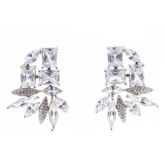 Aretes Media Estrella Decó Blanco