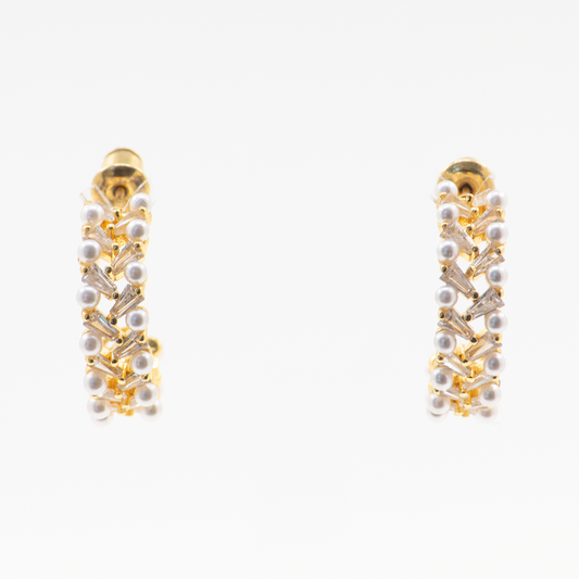 Aretes Diadema de Perlas Dorado