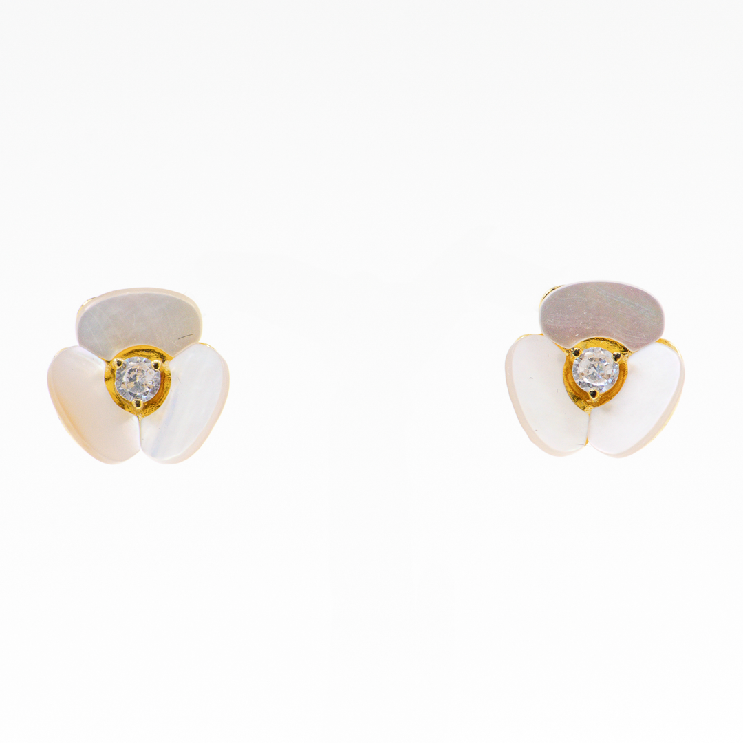 Broquel PŽtalos Concha Nacar Dorado Plata Ley 925 | AnnaMar Atelier