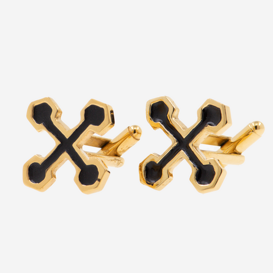 Mancuernillas Cruz Hexagonal en Oro Chapeado 18k | Red Prey Jewelry | AnnaMar Atelier