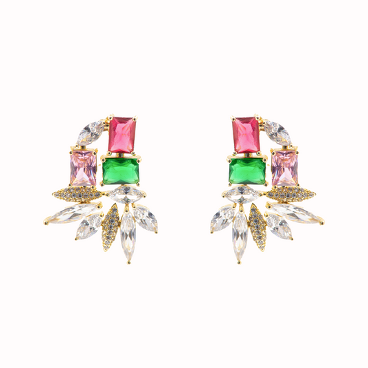 Aretes Media Estrella Decó Colores Bisuter’a