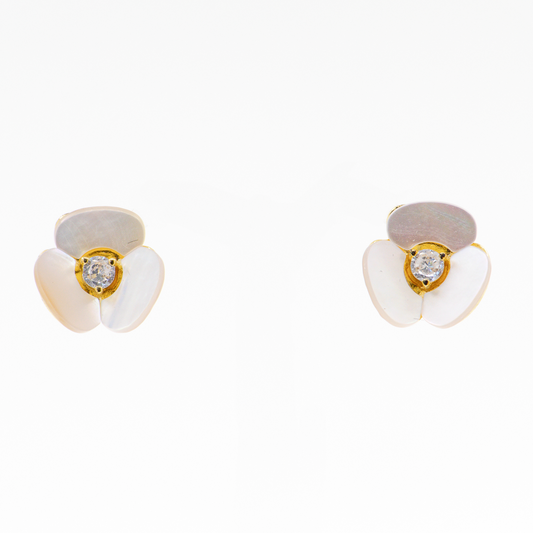 Broquel PŽtalos Concha Nacar Dorado Plata Ley 925 | AnnaMar Atelier