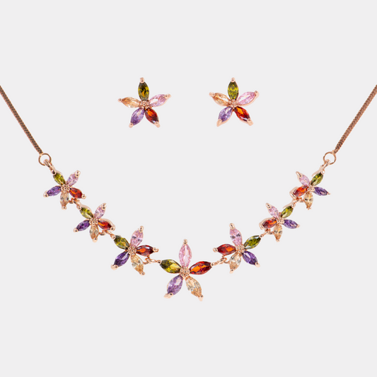 Conjunto Aretes y Dije Flor Centaura Colores